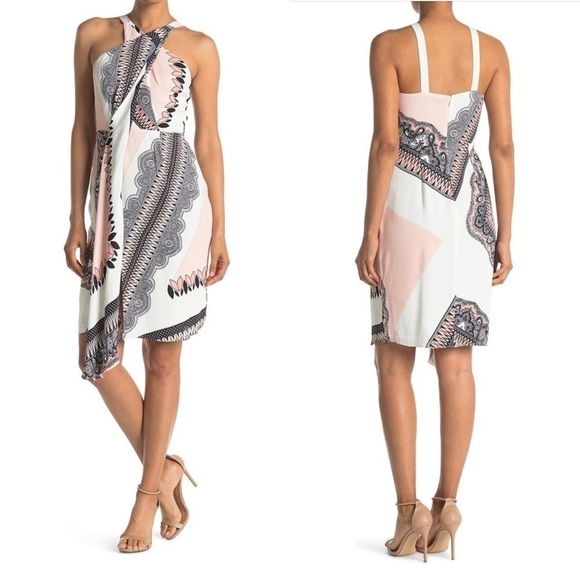 REISS HOPE BANDANA SCARF PRINT STRAPPY BACK CRISS CROSS HALTER DRESS - Picture 2 of 16